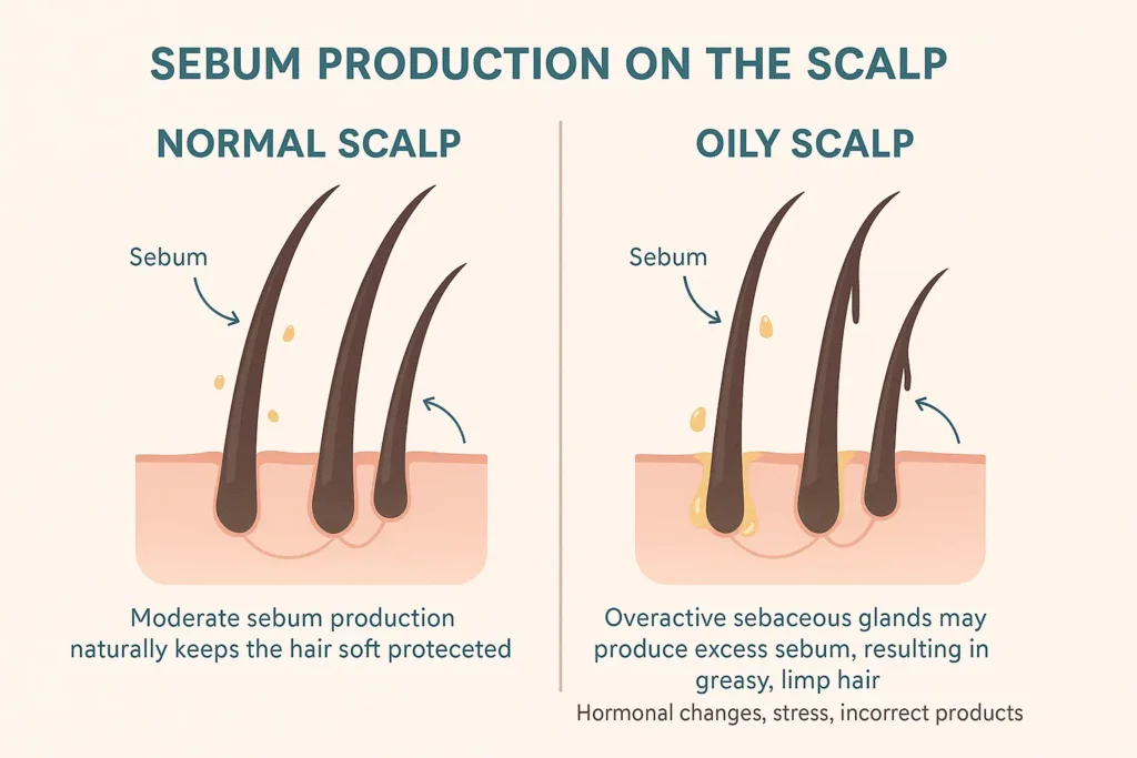 Normal scalp vs oily scalp