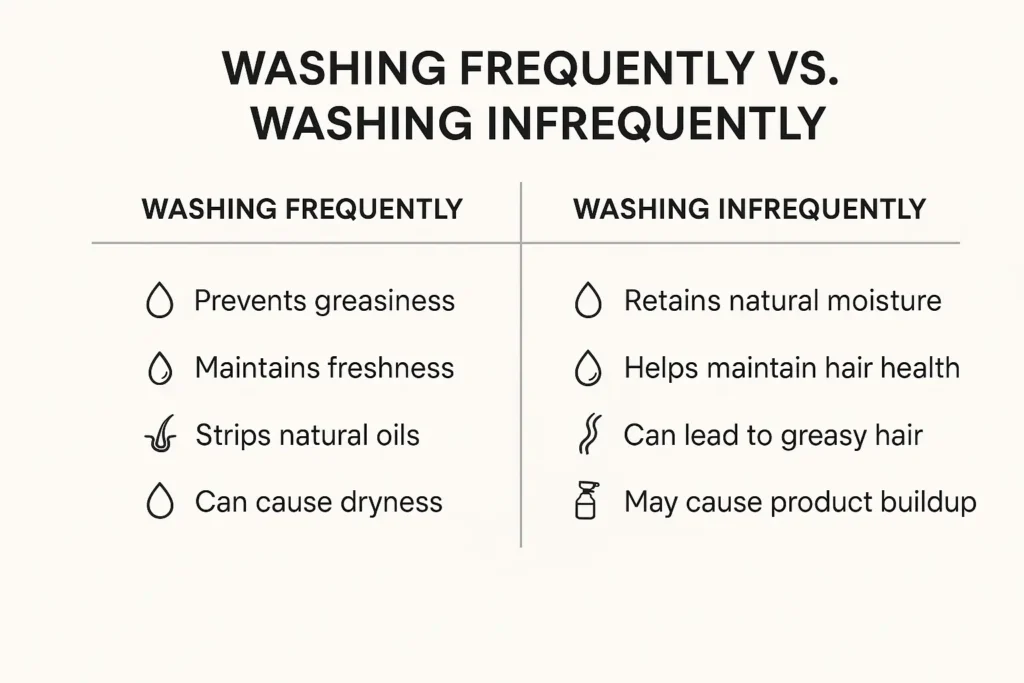 Comparison of hair washing frequency effects