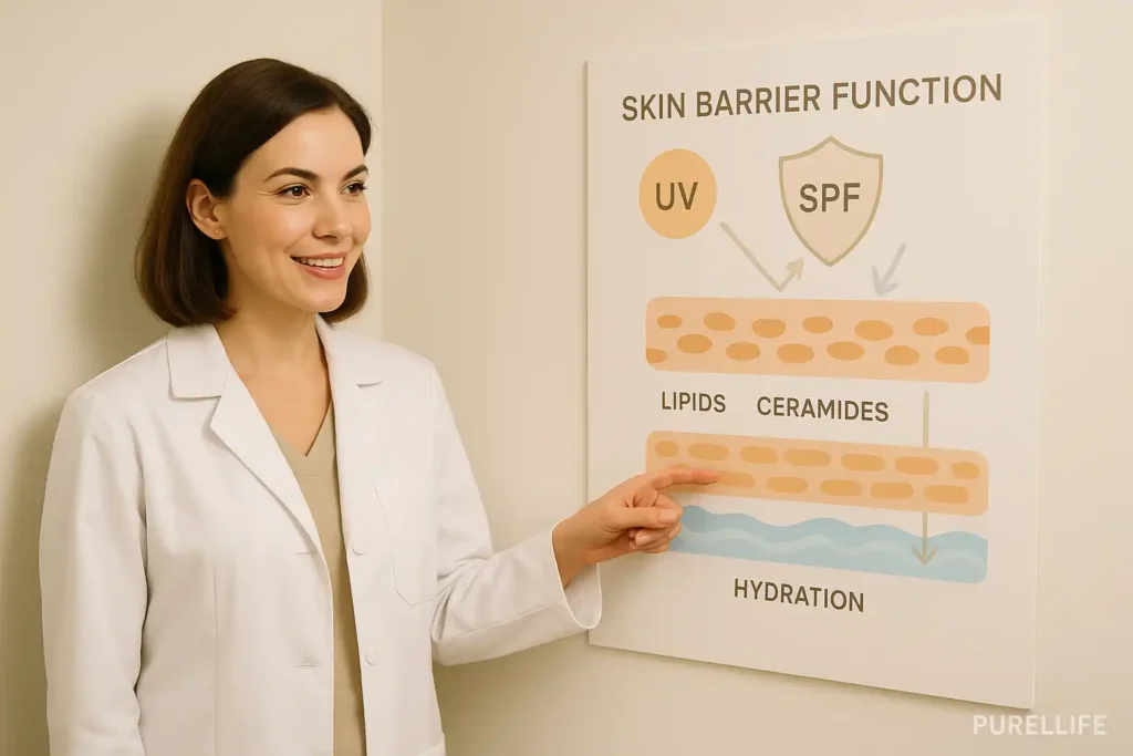 Dermatologist explains barrier + SPF.
