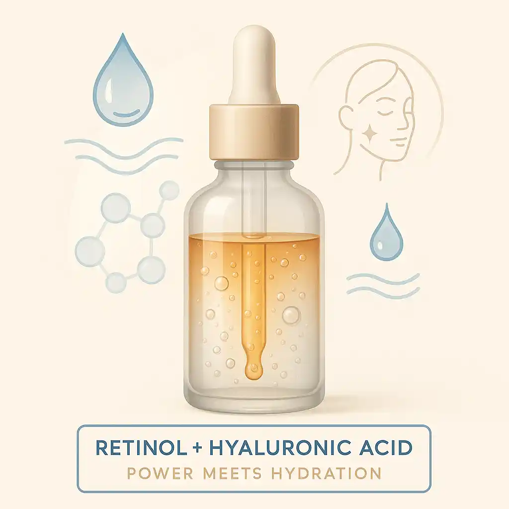 Retinol + Hyaluronic Acid serum for hydration and skin renewal