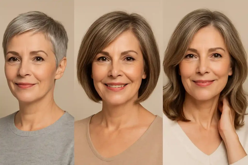 Hairstyles for Women Over 50 : pixie, bob, and layered waves — elegant, modern, and ageless.