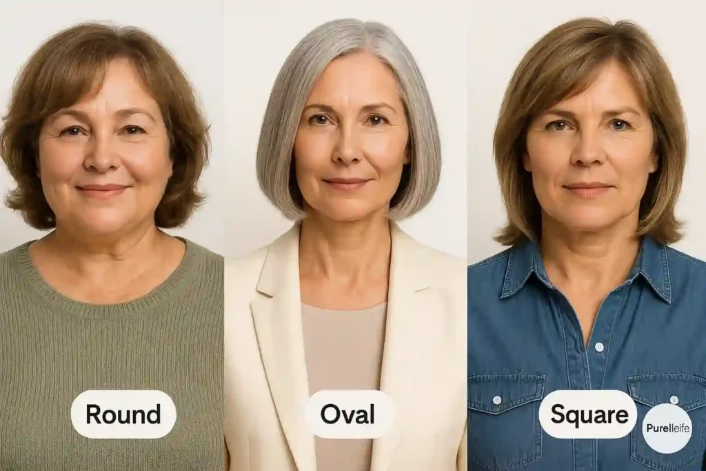 Best hairstyles for women over 50 by face shape: round, oval, square — flattering cuts for aging gracefully.