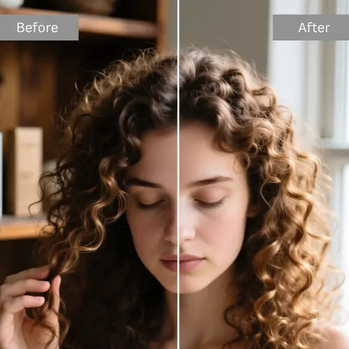 Before and after results of amazon curly hair care product