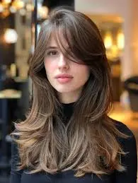 Long Side-Swept Bangs with Layers